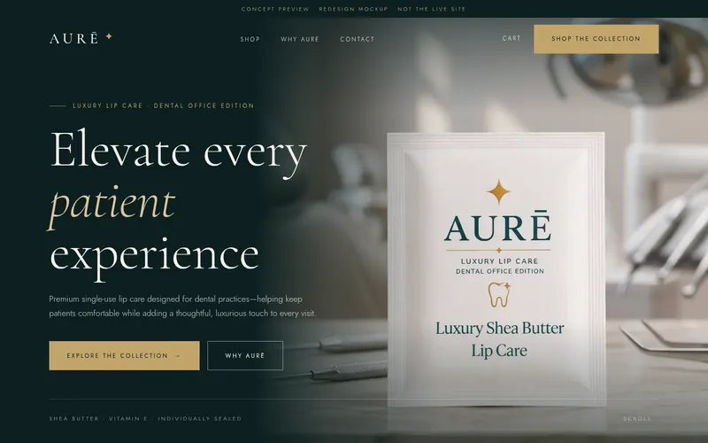 AURĒ website after the redesign
